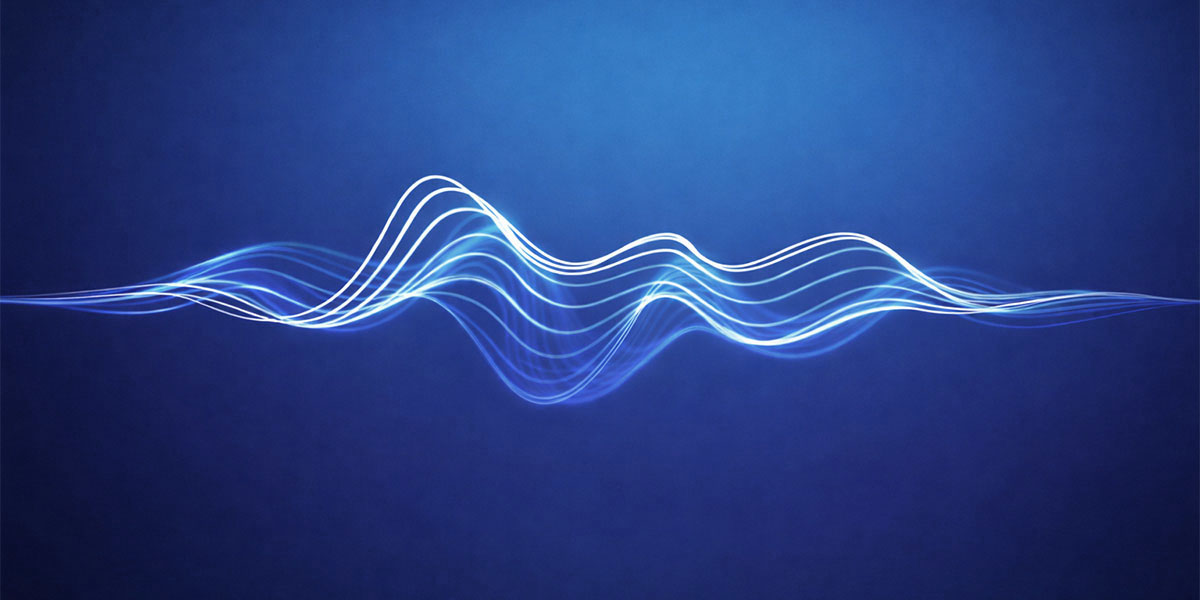 White audio track against a blue background.